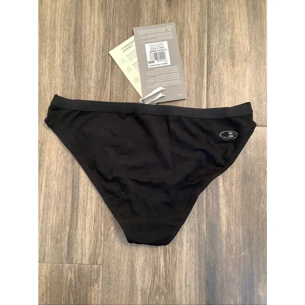 Icebreaker Women's XS Black Merino Blend 150 Siren Bikini Panty C12-8